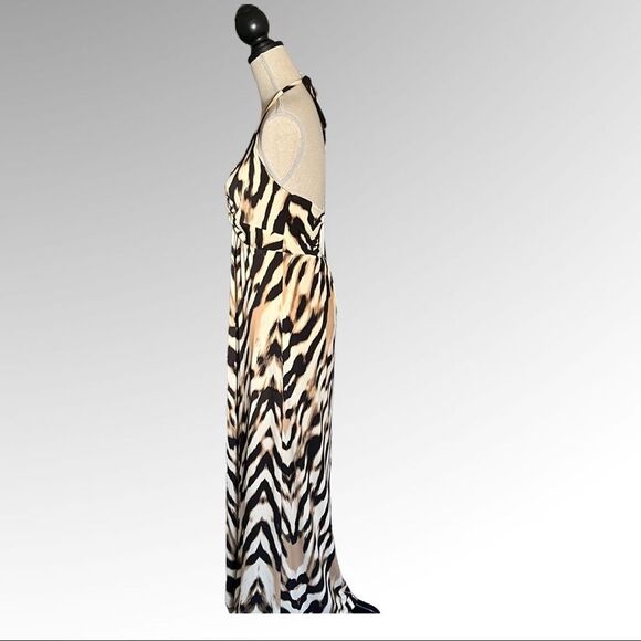 New York and Company Maxi Halter Animal Print Dress Size Medium - Picture 3 of 8